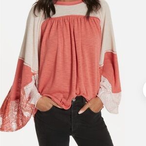 Free People Friday Fever Pattern Mix Top Sz XS